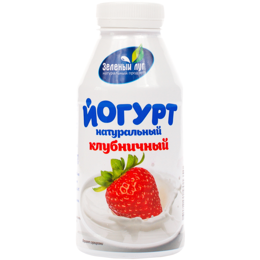 

Йогурт Зеленый Луг клубничный 2.5% 340 г