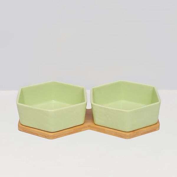 Миски Rurri на подставке шестиугольные 2х800 мл, зеленые