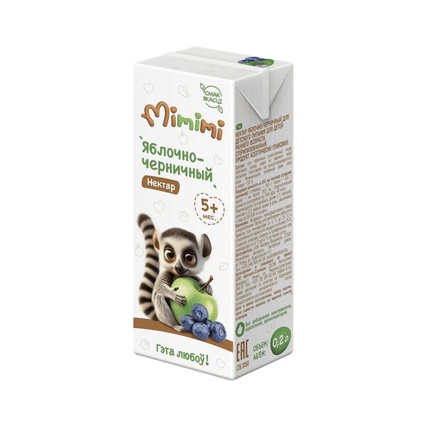 Нектар яблочно-черничный Mimimi гом стерил с 5мес 200мл ДП