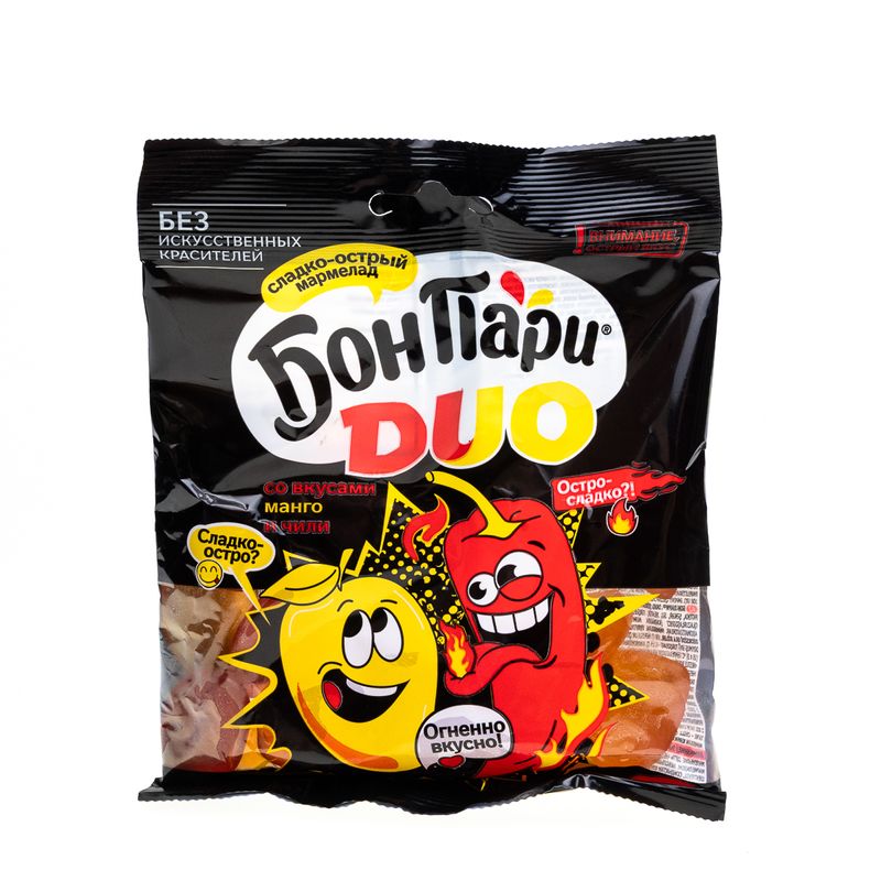 

Мармелад жевательный Бон Пари Duo Сладко-острый со вкусом спелый манго и острый чили 100 г