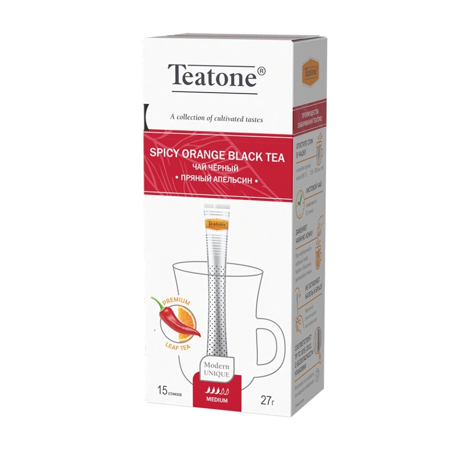 

Чай чёрный Teatone Пряный апельсин с апельсином и перцем в стиках 15 шт. x 1.8 г