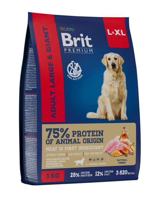 

Сухой корм Brit Premium Dog Adult Large&Giant для взрослых собак крупных и гигантских пород с курицей 3 кг