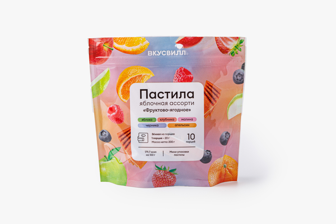 

Ассорти из яблочной пастилы ВкусВилл Фруктово-ягодное 200 г