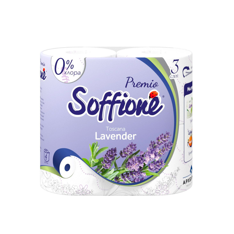 

Туалетная бумага Soffione Premio лаванда 3 слоя 4 рулона