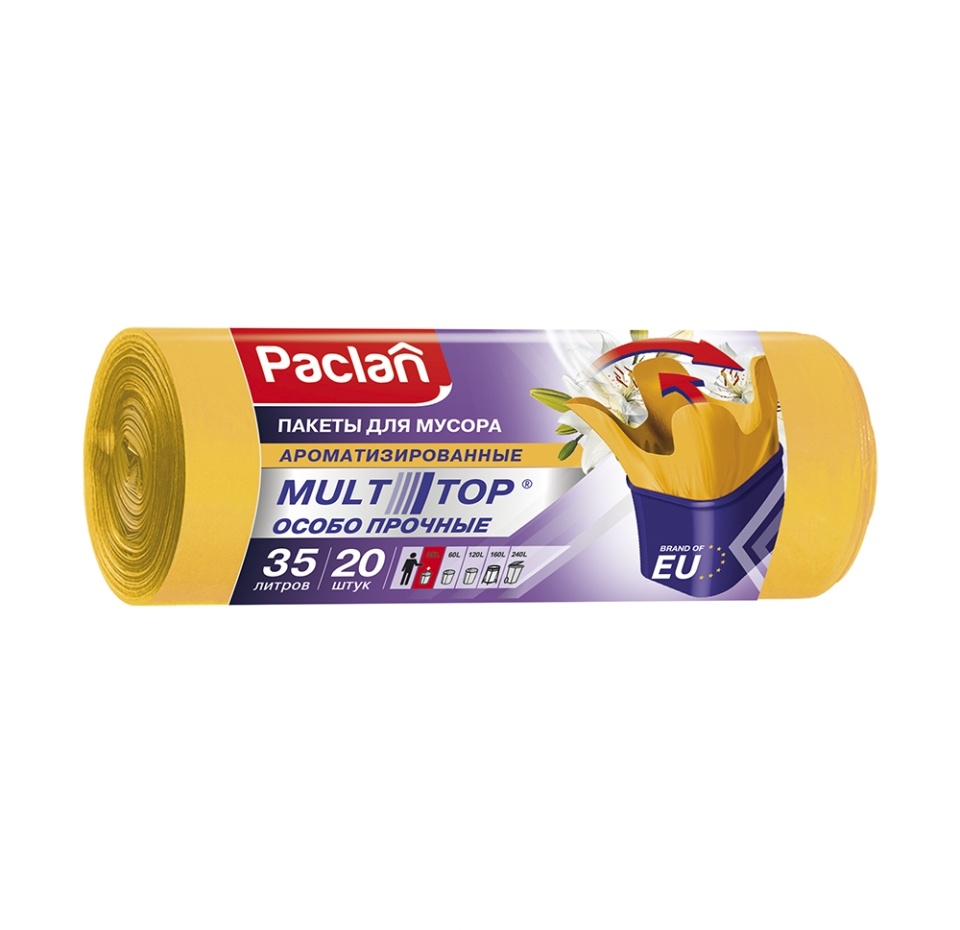

Мешки для мусора Paclan Bunny Bags ароматизированные 35 л 15 мкм 52х74 см 20 шт