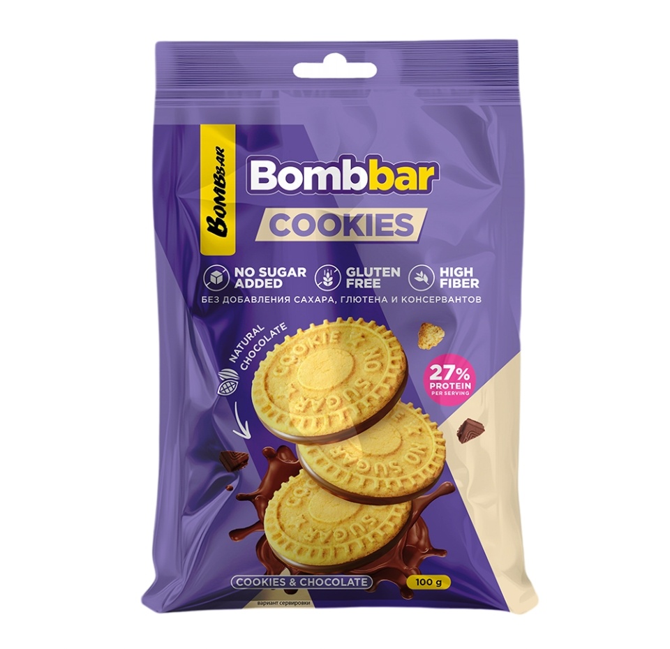 

Печенье протеиновое BombBar Cookies глазированное сливочное без сахара 100 г