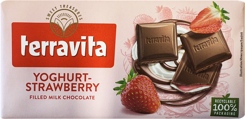 Молочный шоколад Terravita Клубника йогурт 100 г