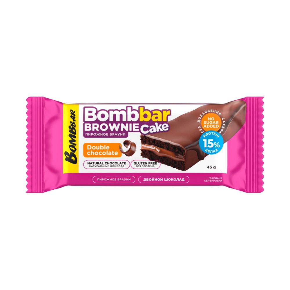 

Пирожное протеиновое BombBar Brownie Брауни Двойной шоколад без сахара 45 г