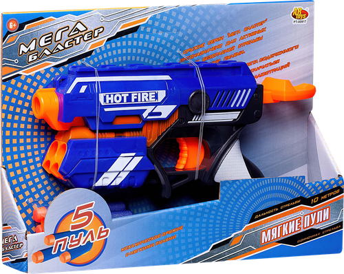 

Бластер ABToys синий с 5 мягкими пулями