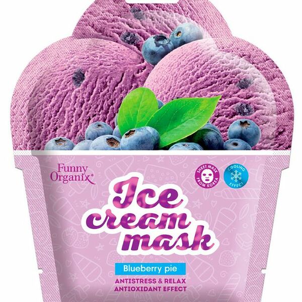 Маска тканевая Funny Organix Ice Cream Прохладный релакс Черничный пирог 22 г