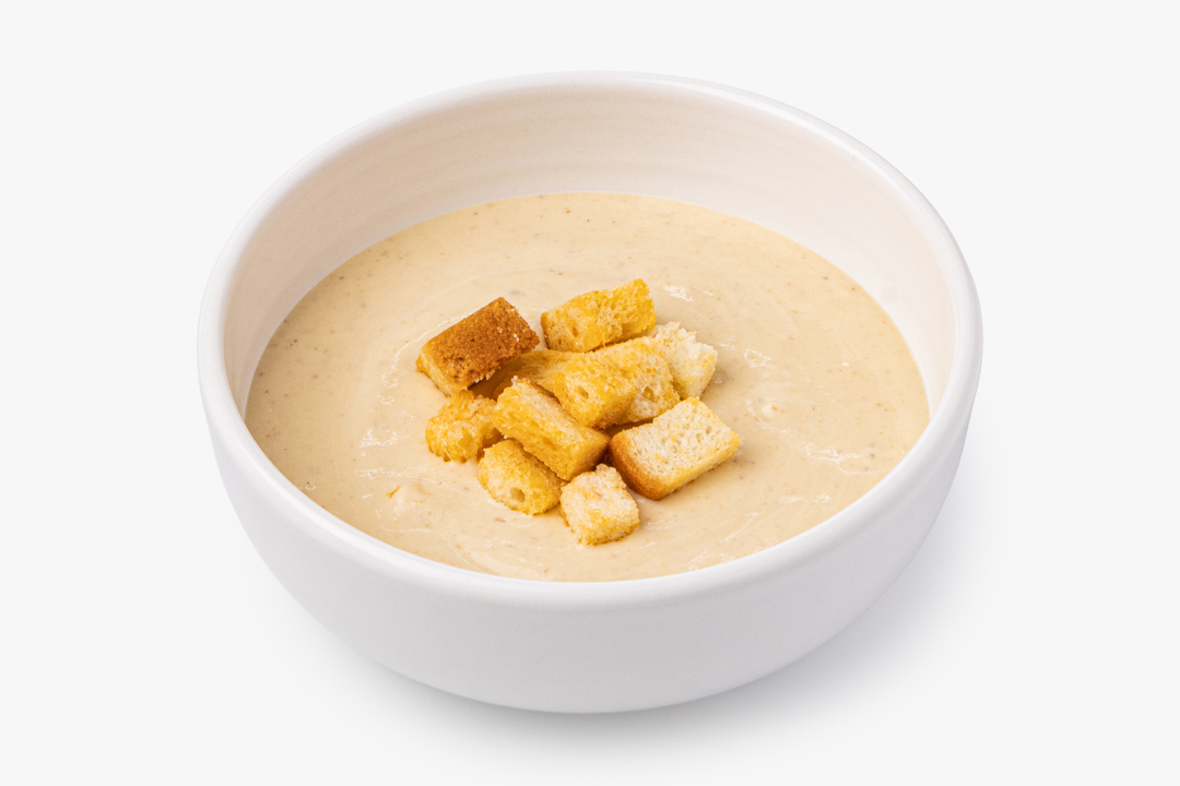 

Крем-суп Вкусвилл с лисичками, белыми грибами и чесночными сухариками 260 г