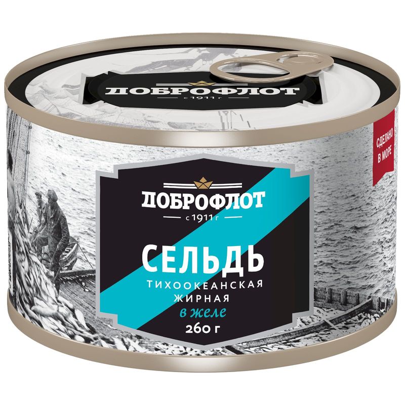 

Сельдь тихоокеанская Доброфлот жирная в желе 260 г