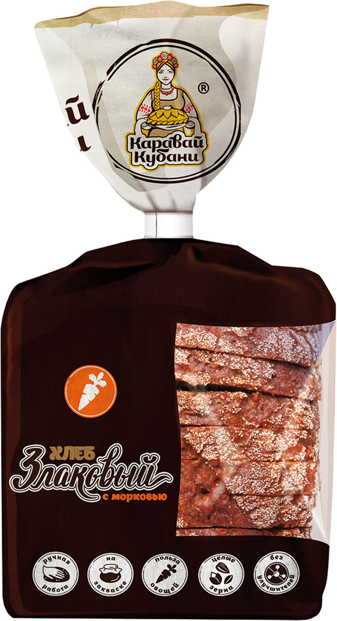 

Хлеб ржано-пшеничный Каравай Кубани Злаковый с морковью 250 г