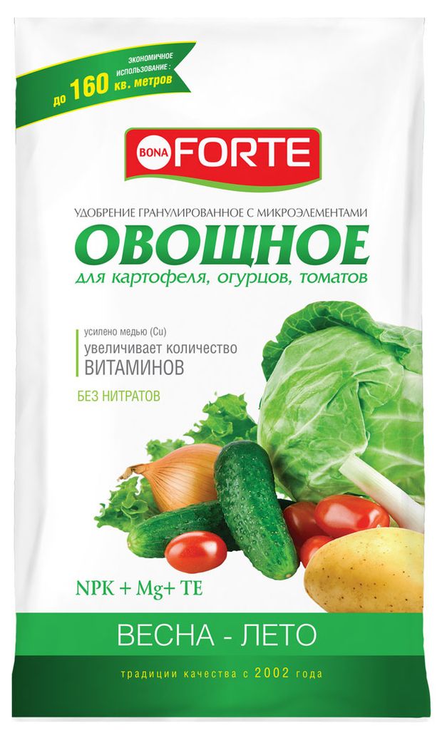 

Удобрение для картофеля, огурцов, томатов Bona Forte Овощное 1 кг