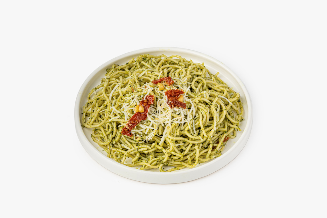 

Спагетти Песто ВкусВилл с пармезаном кедровыми орешками и вялеными томатами 250 г