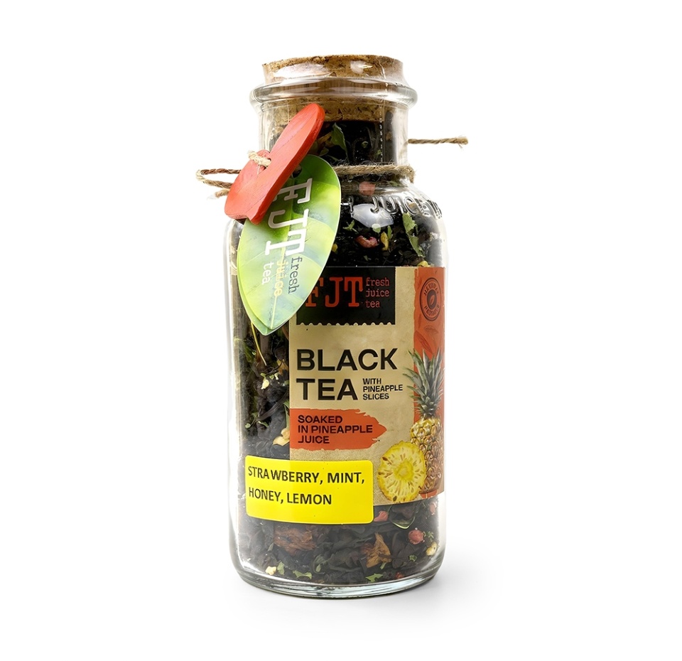 

Чай черный листовой FJT с ананасом, клубникой, мятой, мёдом, лимоном и ароматом арбуза Россия 130 г