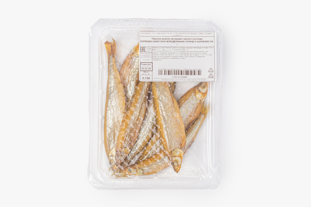 

Корюшка азиатская горячего копчения 150 г