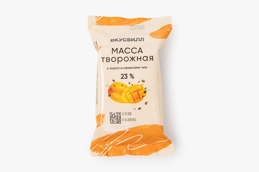 

Масса творожная ВкусВилл с манго и семенами чиа 23% 90 г
