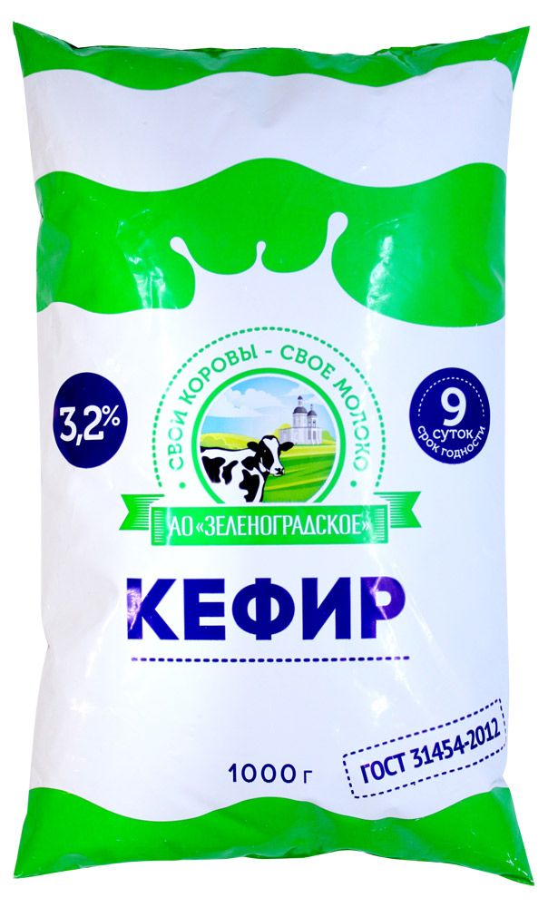 

Кефир АО Зеленоградское в пакете 3.2% 1000 г