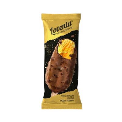 Мороженое слив Loventa Манговое с апельс нач с бисквит кус Брауни 65г