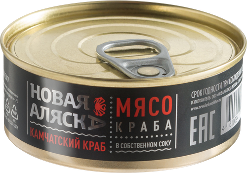 

Краб Камчатский Новая Аляска мясо салатное в собственном соку 110 г