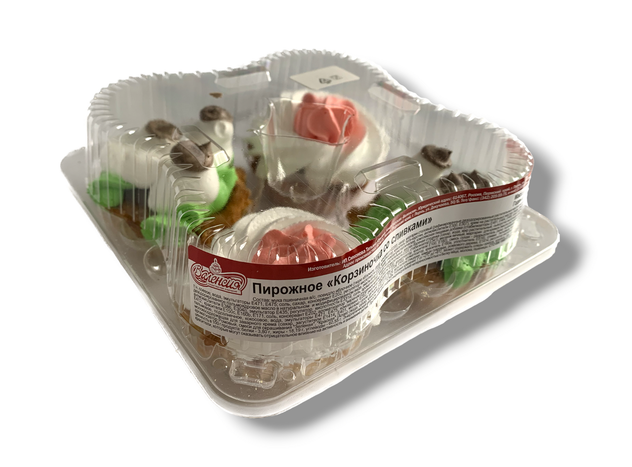 

Пирожное Валенсия Корзиночка со сливками 4 шт. 260 г
