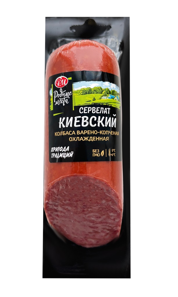 

Колбаса копчено-вареная Родные места Сервелат Киевский вес