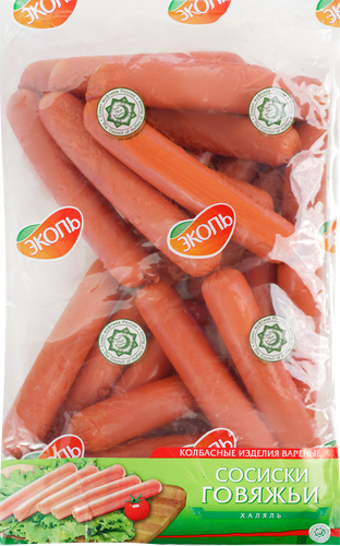 

Сосиски Эколь Говяжьи Халяль пакет весовые