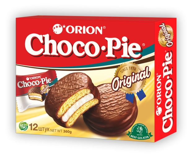 

Бисквит Choco Pie Orion 12 шт. 360 г дизайн упаковки в ассортименте