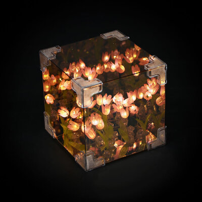 Ночник 3d с тюльпанами, 10х10см, пластик, 3хAG13, 3 вида