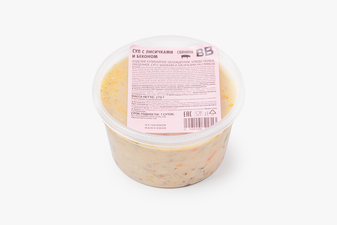 

Суп с лисичками и беконом 270 мл