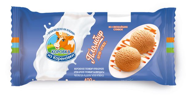 

Мороженое пломбир Коровка из Кореновки Крем-брюле из свежайших сливок 400 г