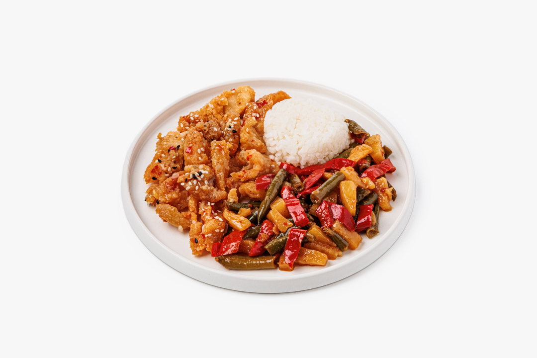 

Курица ВкусВилл по-азиатски с овощами и ананасами 270 г