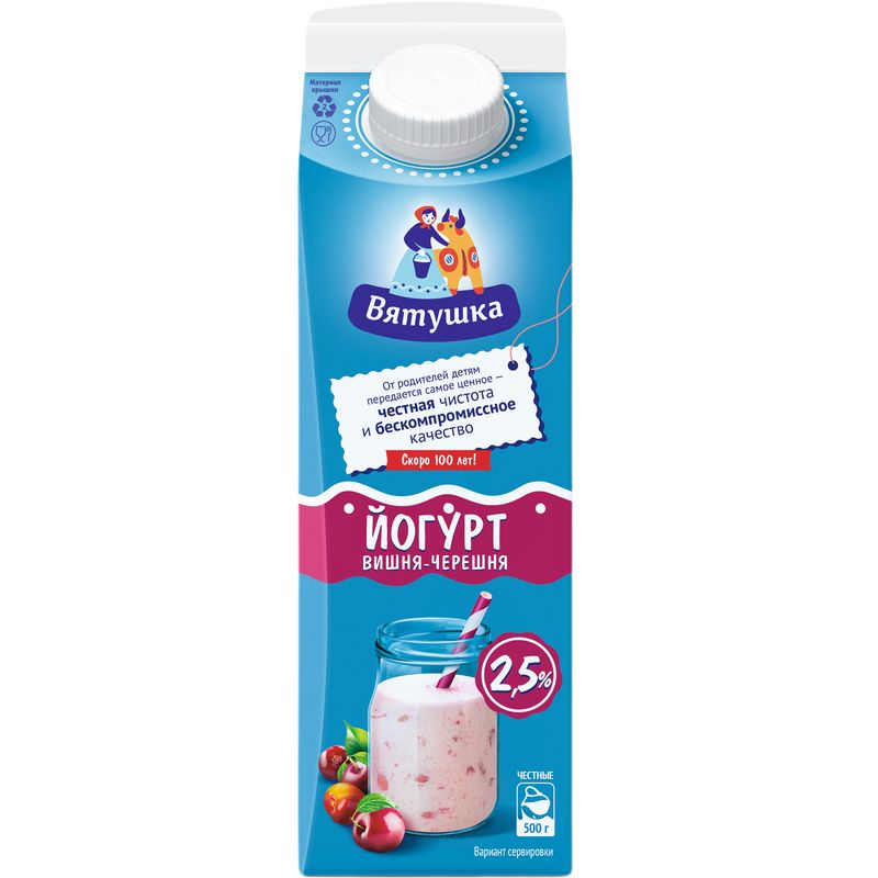 

Йогурт Вятушка вишня-черешня с сахаром 2.5% 500 г