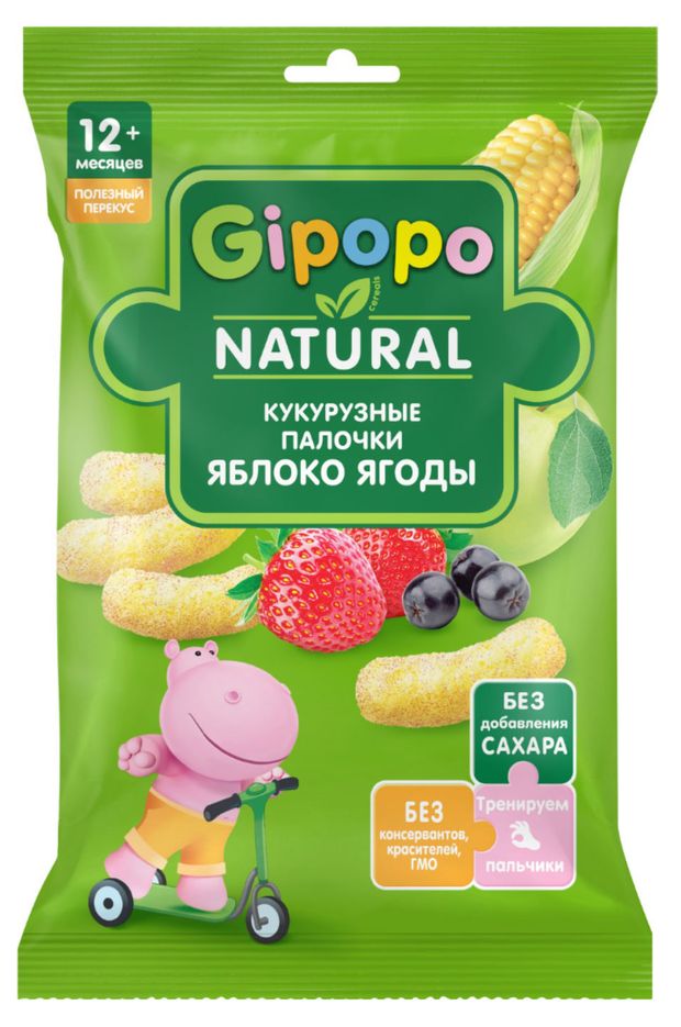

Палочки кукурузные Gipopo Яблоко-ягоды с 12 месяцев 20 г