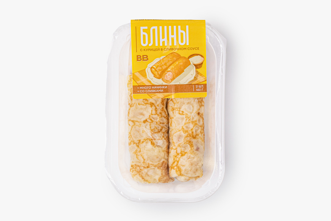 

Блины Вкусвилл с курицей в сливочном соусе 160 г