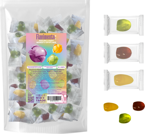 

Мармелад жевательный Flavimento Mango&grape mix двухслойный с натуральным соком 500 г