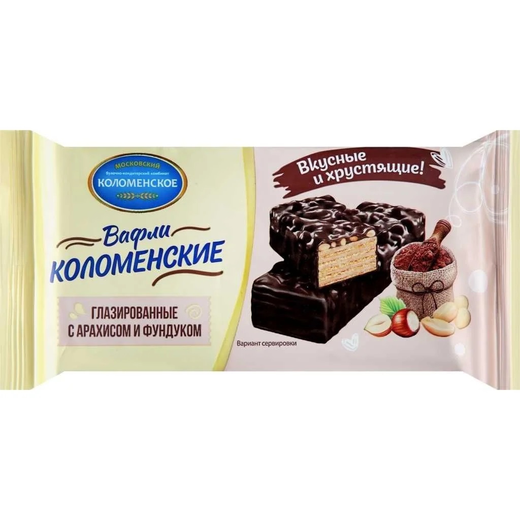 

Вафли Коломенское Десертные с арахисом и фундуком глазированные 160 г
