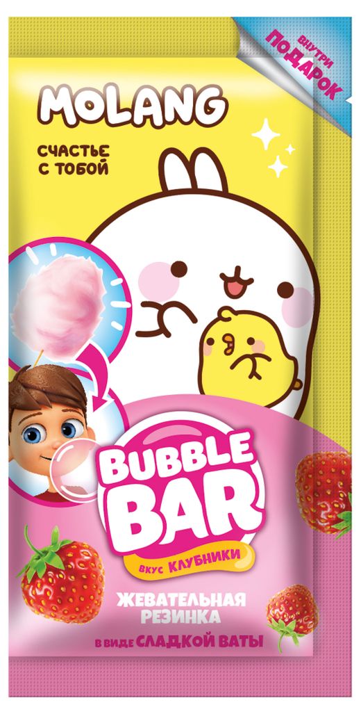 

Жевательная резинка Molang Bubble Bar сладкая вата клубника с подарком 5 г дизайн упаковки в ассортименте
