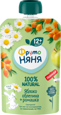 

Пюре ФрутоНяня яблоко облепиха с ромашкой 90 г