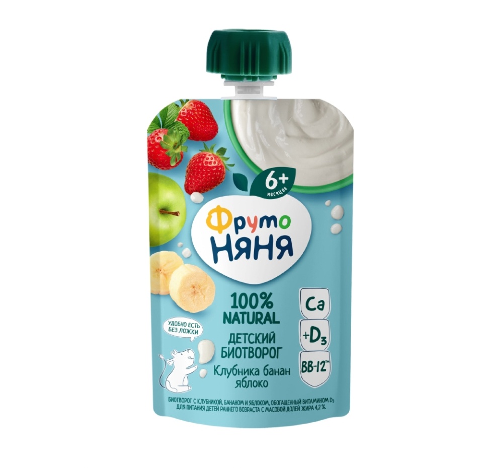 

Биотворог ФрутоНяня клубника-банан-яблоко с 6 месяцев 4.2% 90 г
