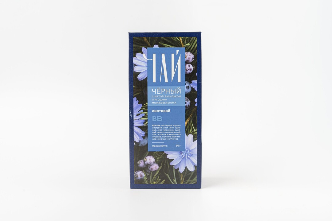 

Чай черный ВкусВилл мята василек ягоды можжевельника 50 г