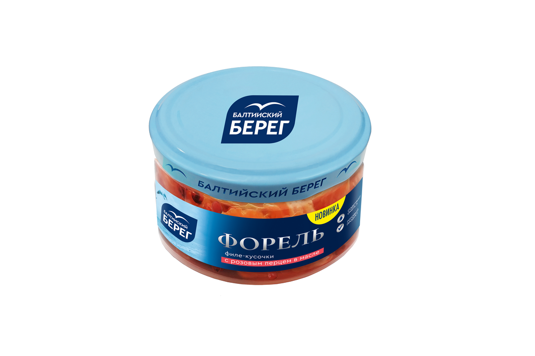 

Форель Балтийский берег филе-кусочки в масле с розовым перцем 220 г