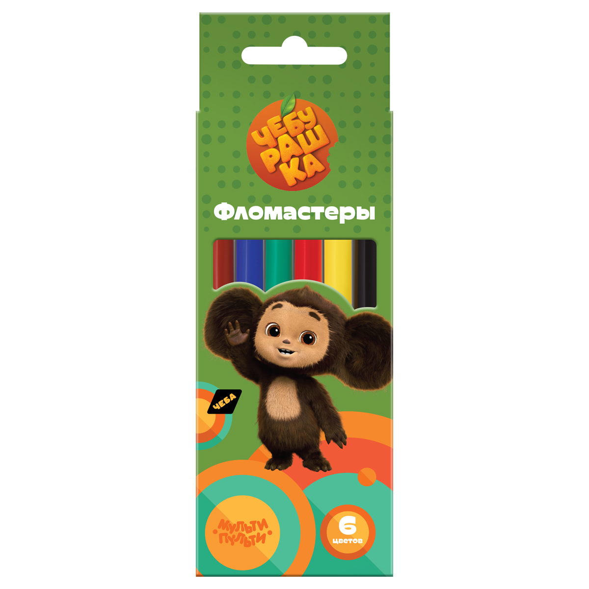 

Фломастеры Мульти Пульти Чебурашка смываемые 6 шт.