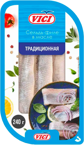

Сельдь в масле Vici Традиционная филе 240 г