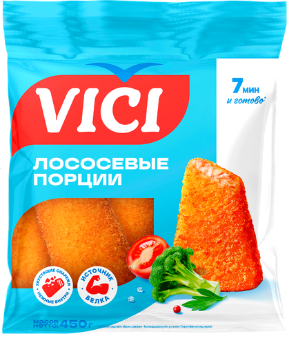 

Лососевые порции Vici в панировке замороженные 450 г