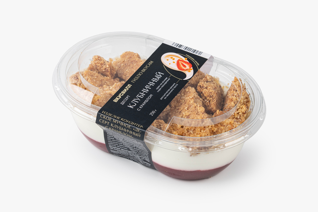 

Десерт клубничный ВкусВилл с крамблом 250 г
