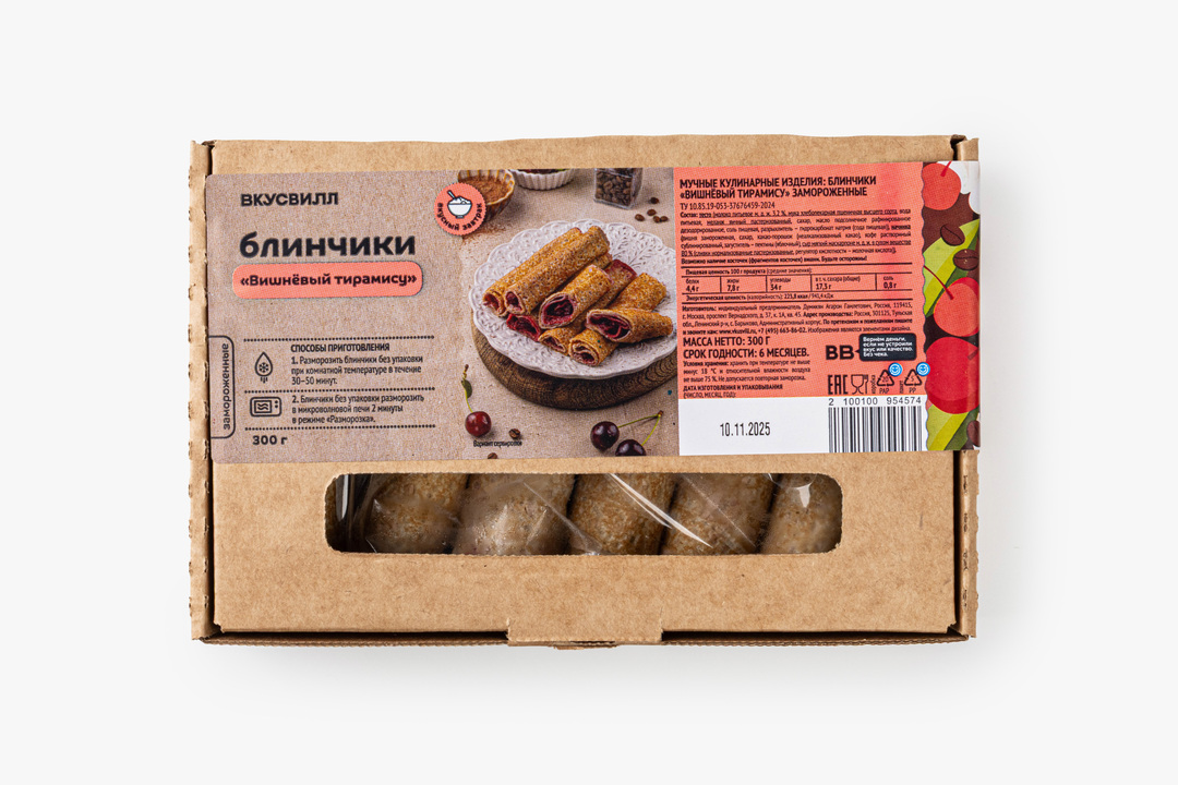 

Блинчики ВкусВилл Вишневый тирамису заморозка 300 г