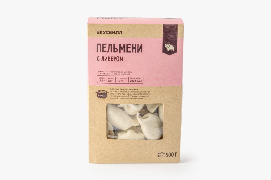 

Пельмени ВкусВилл с ливером 500 г
