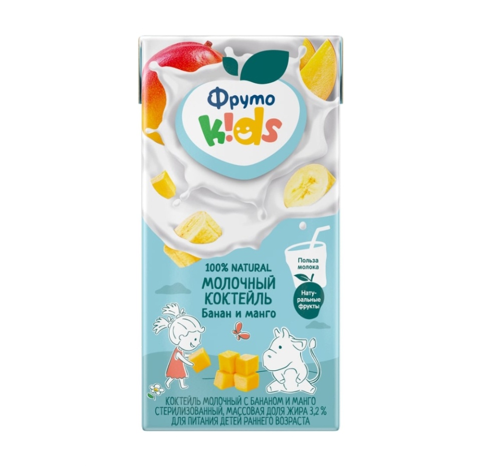 

Коктейль молочный ФрутоKids банан и манго для детей раннего возраста 3.2% 200 мл